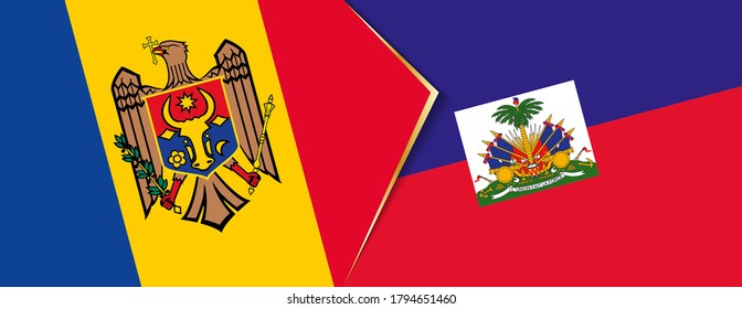 Moldova and Haiti flags, two vector flags symbol of relationship or confrontation.