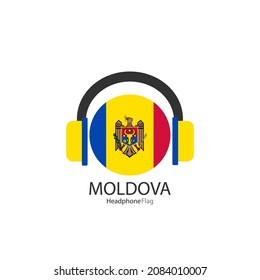 El vector de la bandera de los auriculares de Moldavia sobre fondo blanco. 