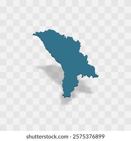 Moldova high detailed vector representation of country silhouette. 3D map on transparent background with dropped shadow. For educational, decorative, or informational use.