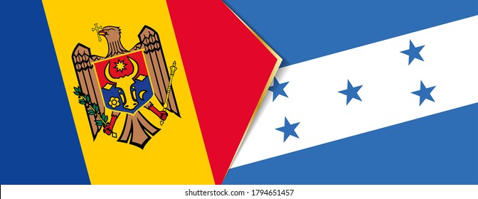 Die Flagge Moldawiens und Honduras, zwei Vektorflaggen Symbol für Beziehung oder Konfrontation.