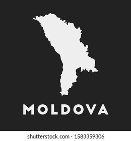 Moldova icon. Country map on dark background. Stylish Moldova map with country name. Vector illustration.