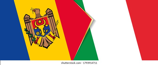 Moldova and Italy flags, two vector flags symbol of relationship or confrontation.
