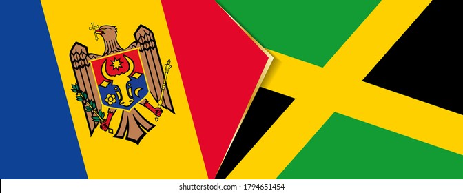 Moldova and Jamaica flags, two vector flags symbol of relationship or confrontation.
