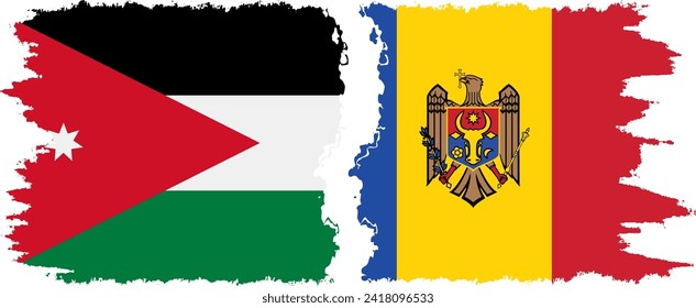 Conexión de banderas de grifo de Moldavia y Jordania, vector