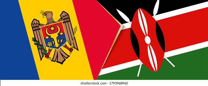 Moldova and Kenya flags, two vector flags symbol of relationship or confrontation.