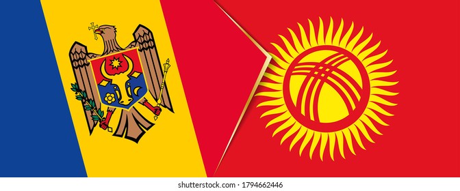 Banderas de Moldavia y Kirguistán, dos banderas vectoriales símbolo de relación o enfrentamiento.