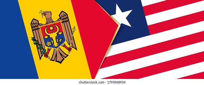 Moldova and Liberia flags, two vector flags symbol of relationship or confrontation.