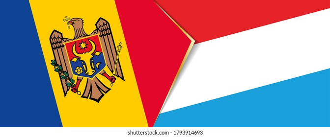 Moldau und Luxemburg sind Flaggen, zwei Vektorflaggen Symbol für Beziehung oder Konfrontation.