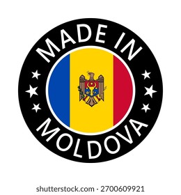 Moldova Made in Stamp in circle with flag Vector template on white background