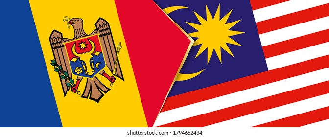 Banderas de Moldavia y Malasia, dos banderas vectoriales símbolo de relación o enfrentamiento.