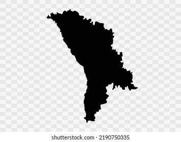 Moldova Map black Color on Backgound png  not divided into cities