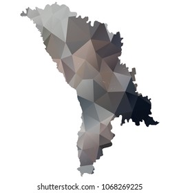 moldova map - Black, grey, geometric rumpled low poly style gradient graphic background, polygonal design for your. Vector illustration eps 10.