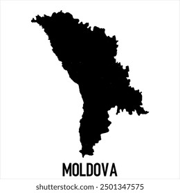 Moldova Map - black World Map International vector template with High detailed isolated on white background - Vector