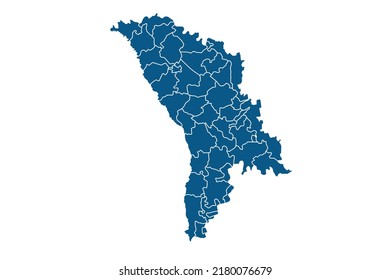 Moldavia Mapa el color azul en el fondo blanco