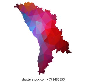 moldova map. Blue and Red polygonal shape vector illustration on white background. Vector illustration eps 10.