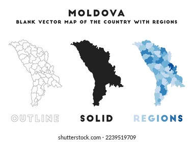 Mapa de Moldavia. Fronteras de Moldavia para tu infografía. Forma de campo del vector. Ilustración vectorial.