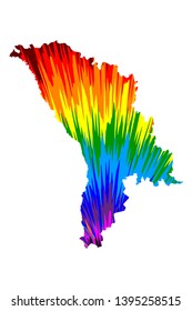 Moldova - map is designed rainbow abstract colorful pattern, Republic of Moldova map made of color explosion,