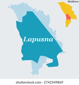 Lăpușna Moldova Map and Flag - Medieval Princely Court, Hîncești District and Lapushna Village Vector Outline
