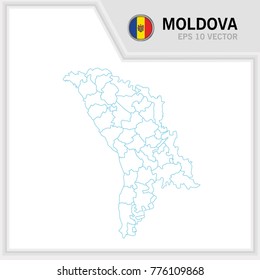 moldova map and flag in white background