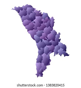Moldova map. Geometric style country outline. Amusing violet vector illustration.