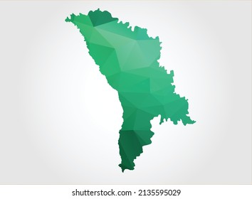 Moldova Map Green Color on white background polygonal