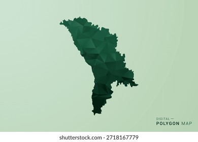 Moldova Map - Green Polygon Style Vector Illustration, Low Poly Geometric Design with Clean Silhouette on soft green Background.
