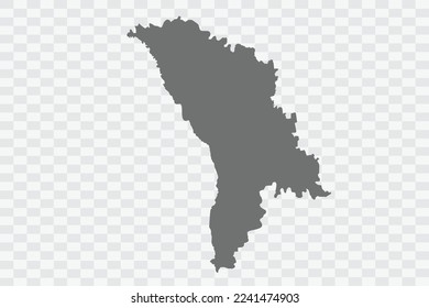 Moldova Map grey Color on White no demarcation line Background  Png