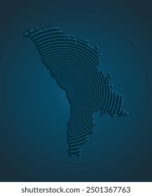 Moldova map from grey lines on background - internet signal. Template Europe country for pattern, design, illustration or infographic. Digital concept with internet signal of the vector map Moldova