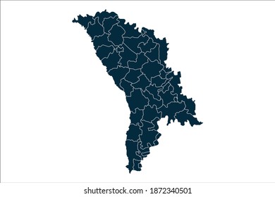 moldova map High Detailed on white background.