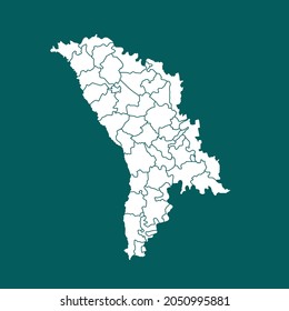 Mapa detallado de Moldavia. color blanco. sobre fondo verde. Resumen de la ilustración vectorial de diseño eps 10