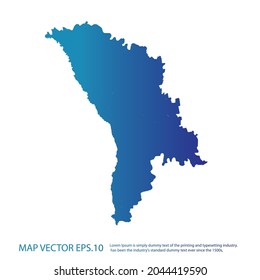 Moldova map , infographic style , blue gradient color , on white background with Map World. Wire frame 3D mesh ,