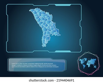 Moldawien-Karte, Infotechnologie, blauer Hintergrund für Farbelemente