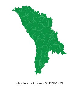 Moldova map isolated on transparent background. high detailed Green map of Moldova. Vector illustration eps 10. Blank Green similar Moldova map isolated on white background.