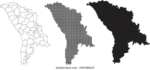 Mapa de Moldavia aislado en un fondo blanco.