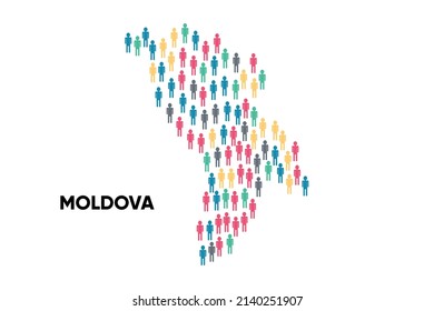 Moldova Map made by a group of people, Population. Globalization. People from different countries