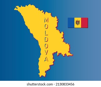 Moldova map in official flag colors. Designed as editable vector.