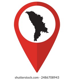 Moldova map. Map of Moldova on map pin icon red color isolated