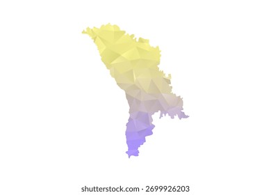 Moldova Map - Polygon Style Vector Illustration in Yellow and Lavender Gradient, Low Poly Geometric Design, Isolated on White Background for Infographics and Projects