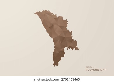 Mapa de Moldavia - Ilustración vectorial de estilo polígono en degradado marrón, diseño geométrico de bajo poli, aislado sobre fondo beige para infografías y decoración.