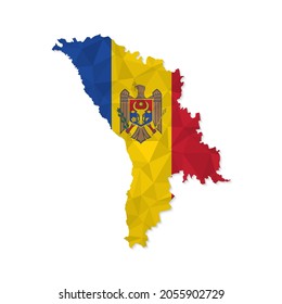 Mapa de Moldavia de estilo poligonal sobre fondo blanco. Ilustración vectorial eps 10.