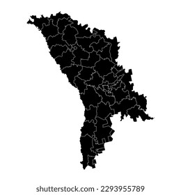 Moldova map with provinces. Vector illustration.