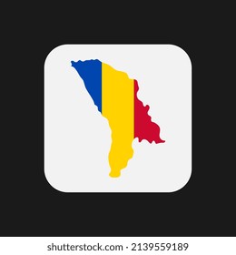 Moldova map silhouette with flag on white background