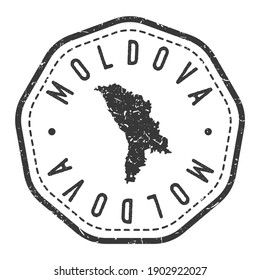 Marca Retro de sello de mapa de Moldavia. Pasaporte postal de Silhouette. Icono del vector de redondeo de sellado. Diseño de rehenes de insignia vintage.