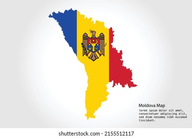 Moldova Map stripes. Vector illustration Color on White Backgound