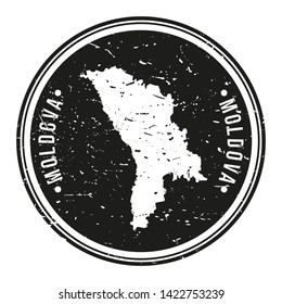 Moldova Map Symbol Round Design Stamp Travel and Business.