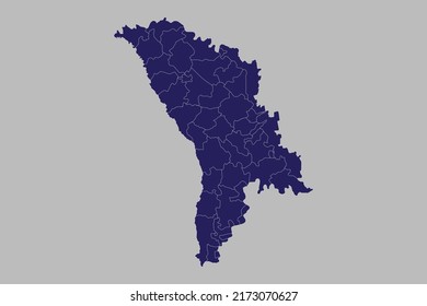 Mapa vectorial de Moldavia, color azul, aislado en fondo gris