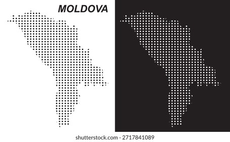 Moldavia Mapa Vector, Europa Oriental Country Patrón Punteado Formas en Blanco y Negro, Moldavia Infografía Plantilla, Editable EPS Moldavia Geografía