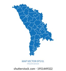 moldova map vector EPS.10 blue color. on white background .