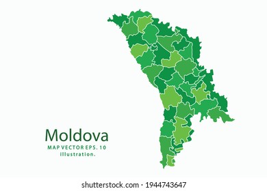 Mapa de Moldavia. Vector eps10. color verde. con un fondo blanco.