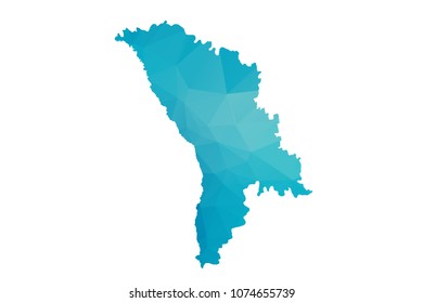 Moldova map vector illustration in polygonal style,Low poly design on white background